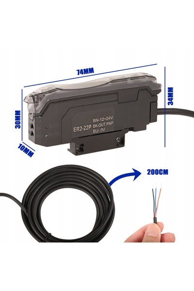 NO BRAND Senzor Fotoelectric cu Fibră Optică, Afișaj Digital Dublu, PNP