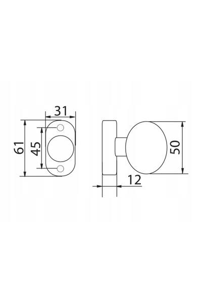 NO BRAND Buton de ușă tip bilă oval curbat inox