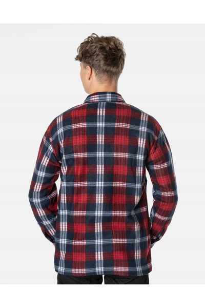 NO BRAND Cămașă călduroasă din fleece pentru bărbați, cu nasturi, izolată ter...