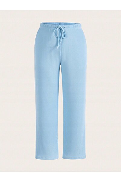 NO BRAND Top clasic cu dungi albastru ciel, pantaloni lungi, Shein 48