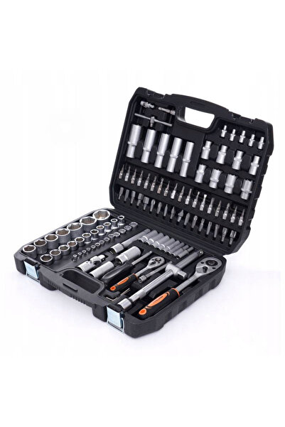 NO BRAND SET DE CHEIȚE, SCULE, VALIZĂ 101el. 2 CLIȚI CU CĂLCĂTOR 1/4" 1/2" KR...
