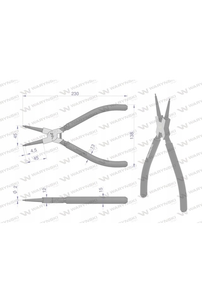 NO BRAND Clește pentru siguranțe inelare 240mm intern drept Waring