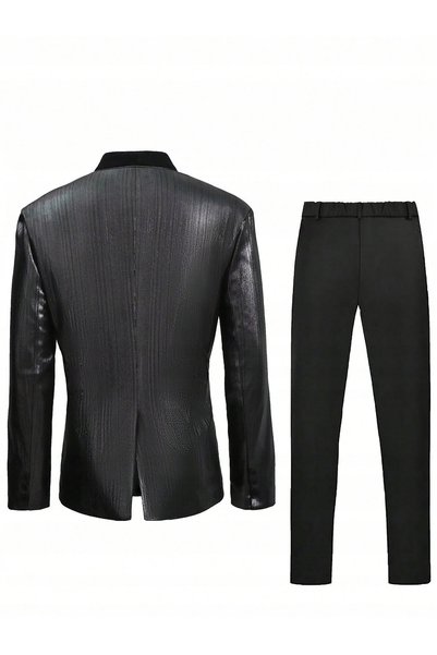 NO BRAND Costum cu pantaloni, Sacou negru, Gri lucios, Shein m