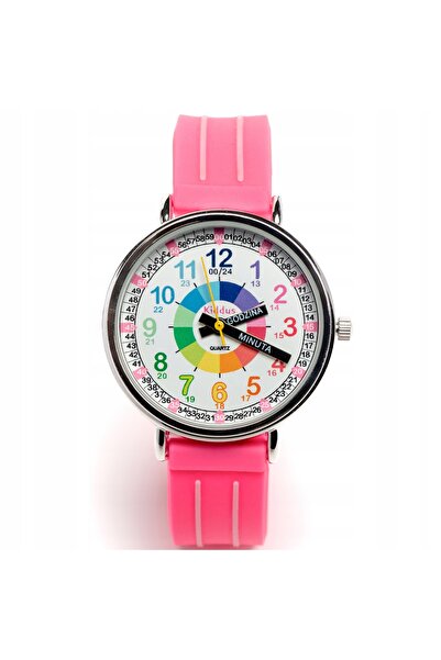 NO BRAND Ceas pentru copii Kiddus Time Teacher, roz, polonez
