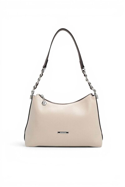 Silver Polo Beige - Brown Flat Women's Shoulder Bag Sp1290