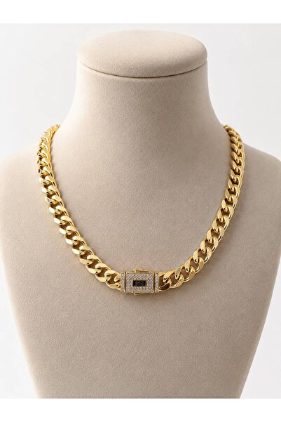 CM Jewelry Zirkon Taşlı Kilit Detaylı 45 cm Gurmet Kolye