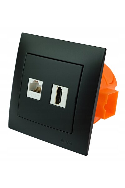 Kontakt-Simon Simon 54 Priză de internet HDMI și RJ-45 Negru Mat