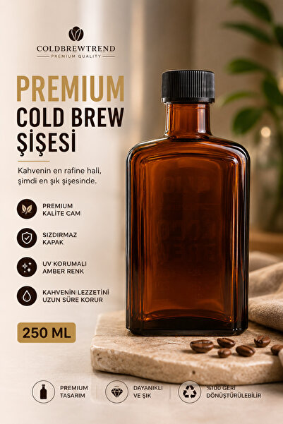 COLD BREW TREND by uğur cadırcı 250 ml Amber Cam Cold Brew Şişesi – Siyah Vid...