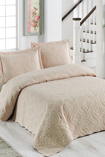 AZRA ÇEYİZ Ivy Cappuccino Çift Kişilik Microfiber Kapitone Yatak Örtüsü