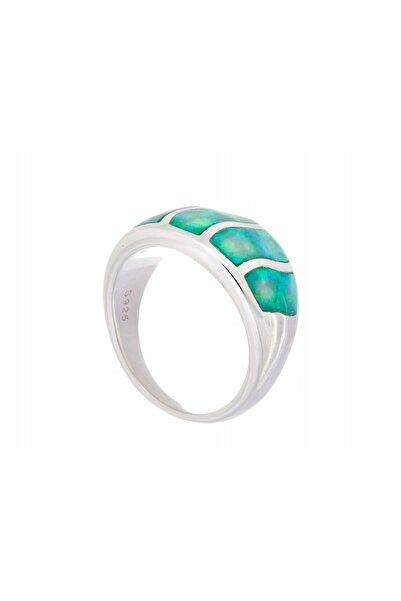 NO BRAND Inel placat cu argint, mărimea 14, cu opal de 12mm, cadou