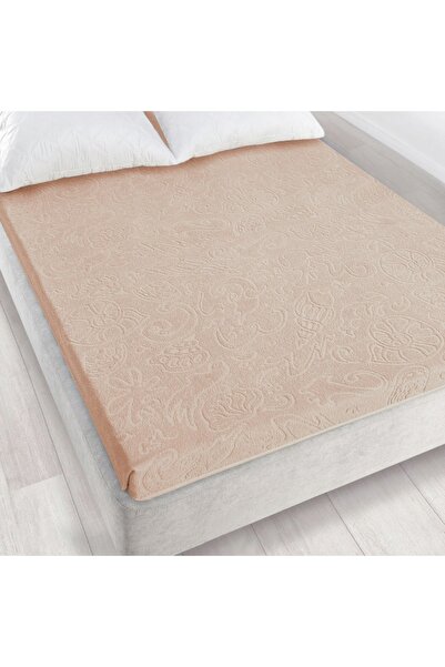 NO BRAND Cearșaf de pat Terry Jacquard Tulipan 4 175X220 Bej deschis