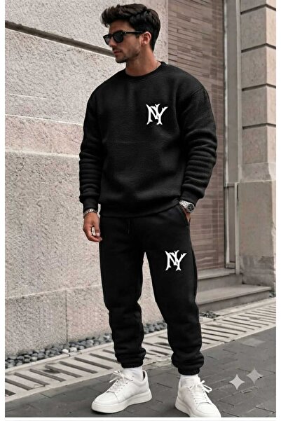 YK WEAR طقم بدلة رياضية فاخرة مطبوعة بتصميم KEK NY مقاس كبير للجنسين