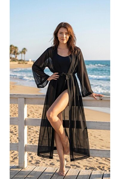 Şifon Pareo / Kimono Siyah
