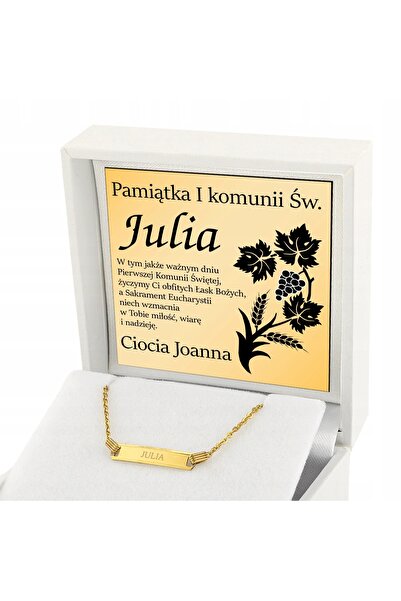 NO BRAND Brățară din aur 585 cu plăcuță gravată, suvenir de Comuniune pentru ...