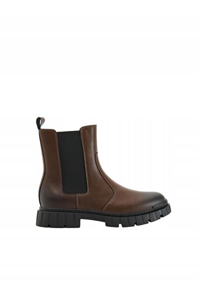 NO BRAND Botine maro din piele naturală, cu vârf rotund, Classic Reserve 45