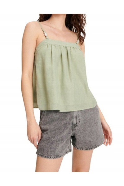 NO BRAND Top verde fără mâneci cu volane Classic Reserve XL