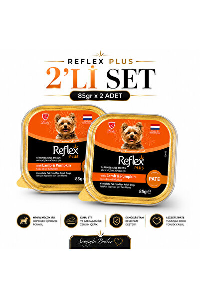 Reflex Plus Mini Irk Köpek Yaş Maması Kuzu Etli Balkabaklı 85 gr x 2 Adet