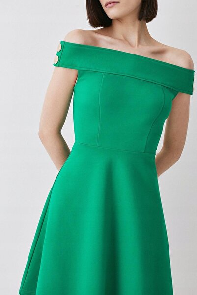 NO BRAND Rochie mini verde, cu umerii goi, trapezoidală, netedă, Karen Millen 36