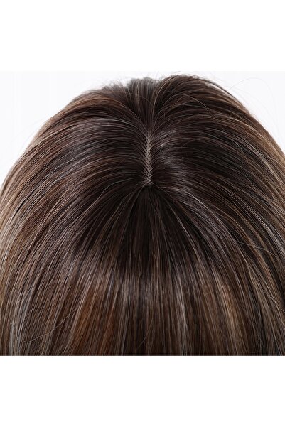 NO BRAND Perucă de damă, lungă, blondă ombre, naturală, cu breton