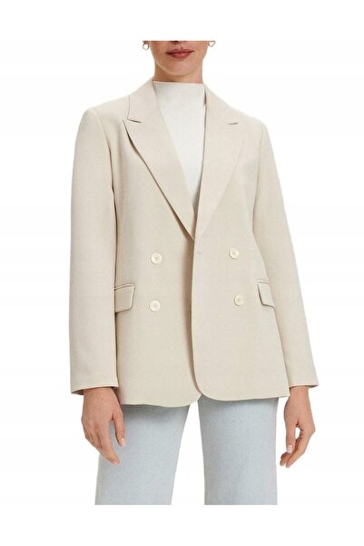NO BRAND Blazer clasic bej, la două rânduri de nasturi, nasturi netezi, Reser...