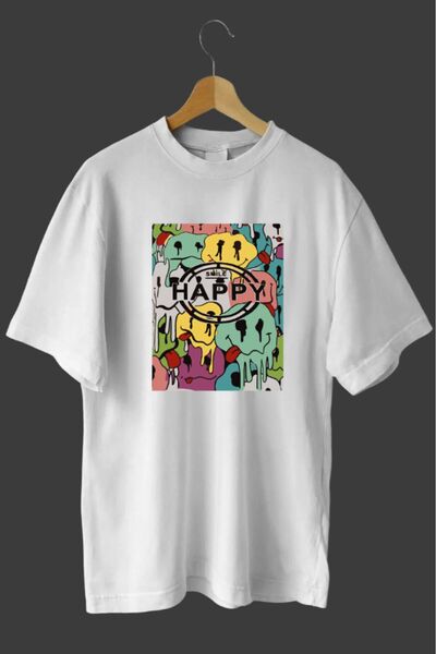 H&GHAMLEGİYİM Μπλουζάκι Unisex Happy Printed Oversize