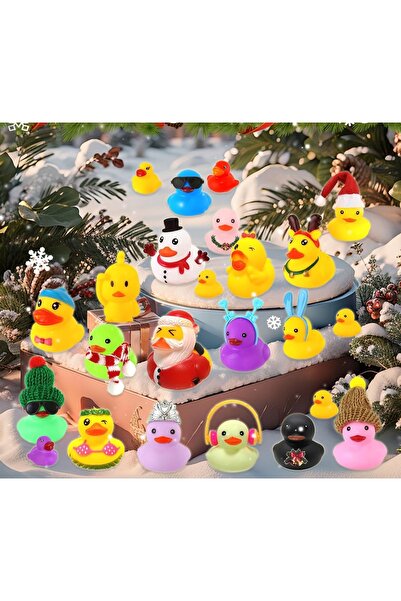 NO BRAND Calendar de Advent cu mini rațe de cauciuc, cadou de sărbători pentr...