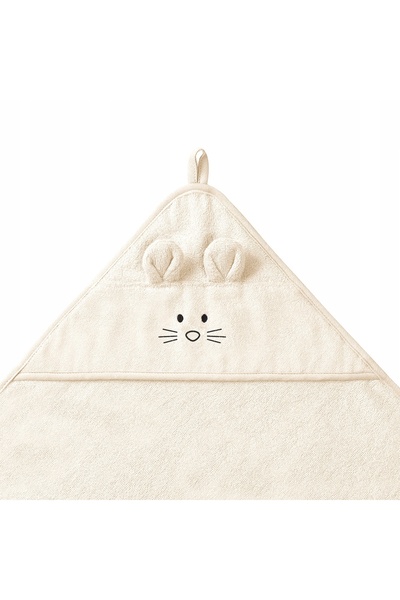 NO BRAND Babyono Halat de baie cu glugă din bambus 100x100cm Crem