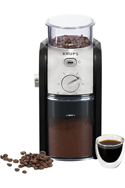 Krups مطحنة قهوة أوتوماتيكية سهلة التنظيف، إكسبرت بير، أسود وفضي، GVX231