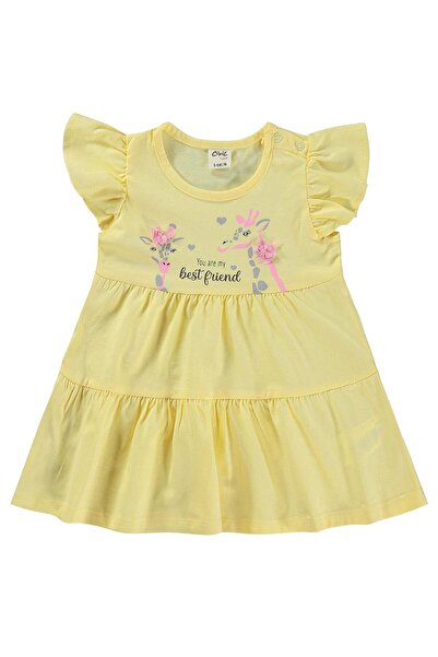 Civil Baby Giraffe Lase Embroidery 6-18 Months Dress - Yellow