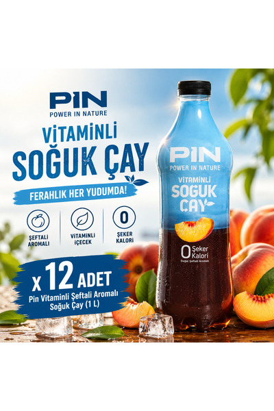 Pin Şeftalili Soğuk Çay (1 L) x12 adet