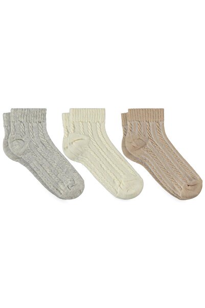 Civil Girls Basic Embossed 3-Piece Booties Socks for Girls Aged 2-12 - Standard