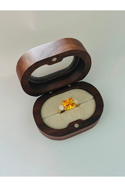 BYYEŞO Orange Baguette Stone Adjustable Ring (Steel)