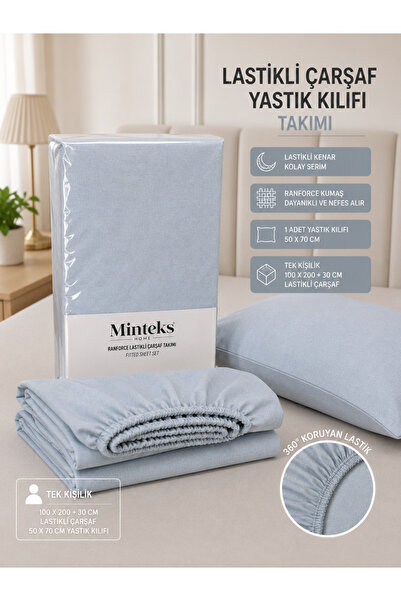 Minteks Ranforce Tek Kişilik Fitted (Lastikli) Çarşaf Seti