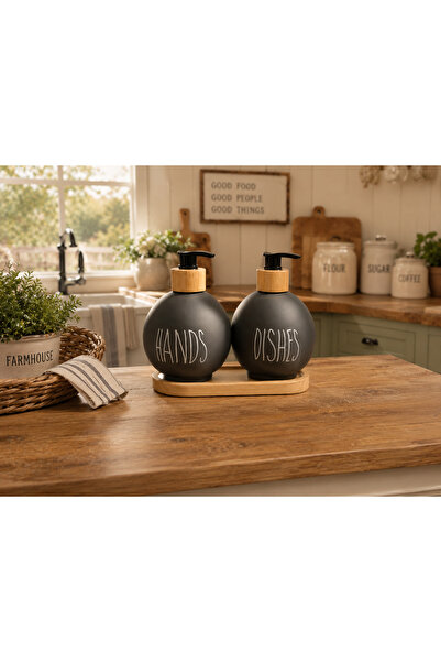 magical dreams İkili Hand and Dishes Glass Liquid Soap Dispenser Set / with W...