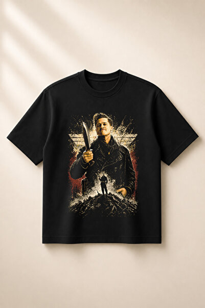 SVART WEAR تي شيرت Inglourious Basterds مطبوع بقصة واسعة وفضفاضة للجنسين مصنو...
