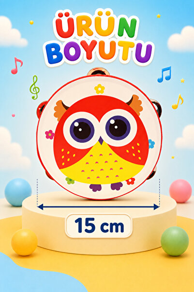 Circle Toys Cute Patterned Children's Tambourine – 5 Different Designs - 15 cm - Little Hands Rhythm Tambourine