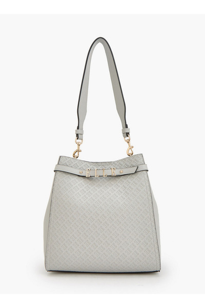 ELLE Monogram Embossed Shoulder Bag with Metallic Accent