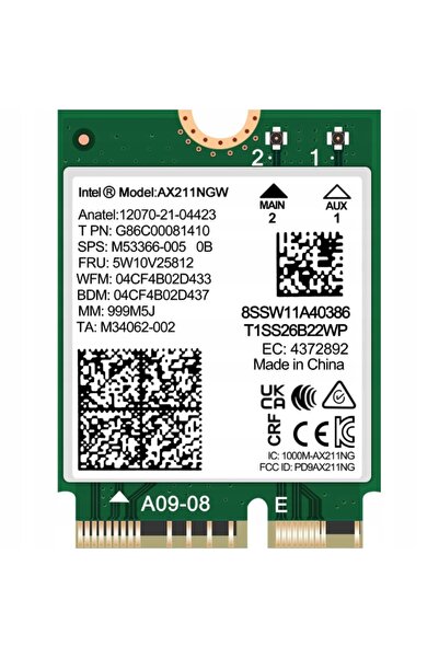 IntelliBaby Placă de rețea internă pentru laptop Intel AX211 CNVio2 WiFi 6E +...