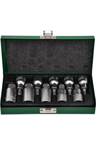 TOPTUL Set de 10 biți hexagonali tip cheie tubulară 4-19 mm, 1/2 inch