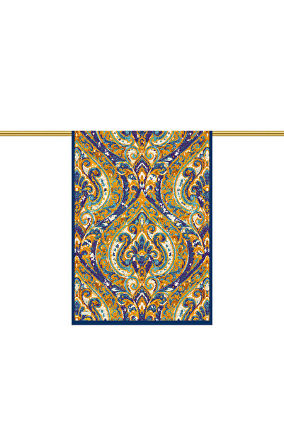 Bursa İpek Navy Blue Shahrazat Pattern Sura Silk Shawl