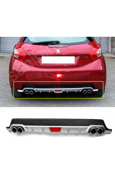 HasAkman Peugeot 208 Gri Difüzör Difizör Yuvarlak Egzoz Görünüm Kulaklı Tip 1...