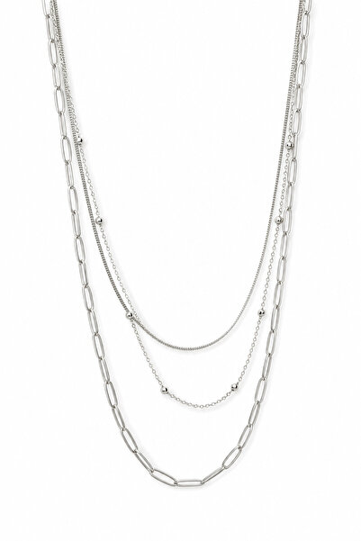 Jack Ferrero Modern and Stylish Layered Gray Chain Necklace Combination - for...