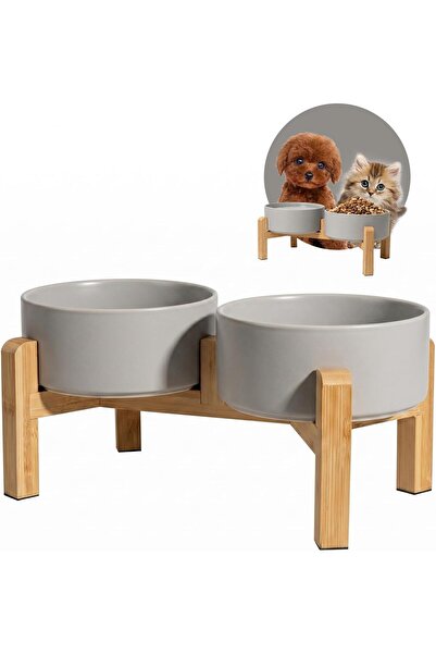 Otto Common Elevated Ceramic Dog Bowl Set - Raised Feeding Bowls with Non-Sli...