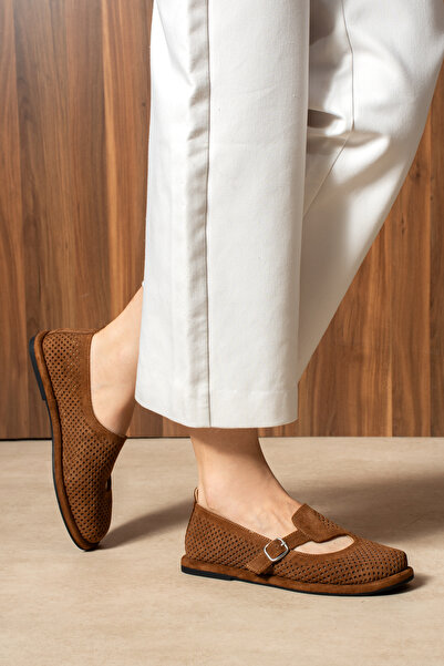 DUXAL SHOES Mandy Kadın Hakiki Deri comfort Taban Tokalı Delikli Babet