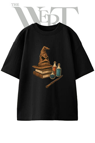 THEWERT Μπλουζάκι Unisex Μαύρο Oversize με στάμπα σχεδίου Καπέλου Επιλογής