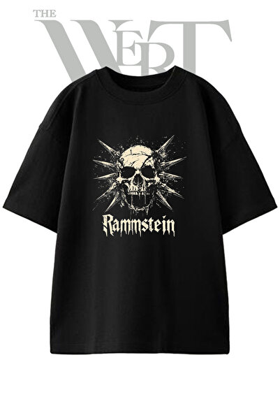 THEWERT Rammstein dizajn, unisex crna oversize majica sa printom