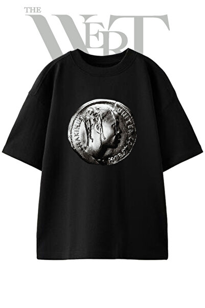 THEWERT Μπλουζάκι Maximinus Coin Design με στάμπα Unisex Μαύρο Oversize