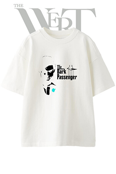 THEWERT Godfather Dexter Design Printed Unisex White Oversize T-Shirt