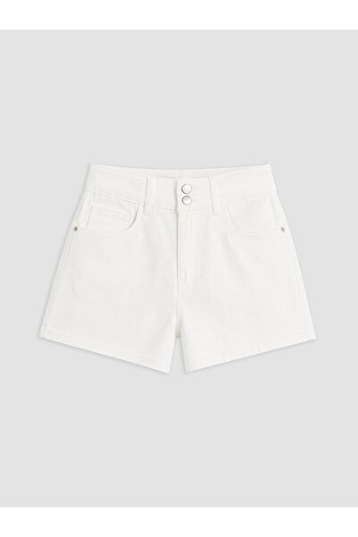 LC Waikiki White High Waist Women's Jean Shorts