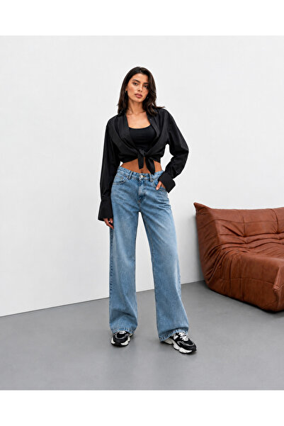 blue wings denım co. BUZ KAR Pantaloni din denim/blugi cu talie înaltă, croia...